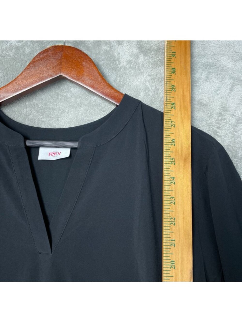 NWT rev Women's XXL Black Long Sleeve Tunic Top  Pull vove V neck  i2100 - Picture 4 of 9